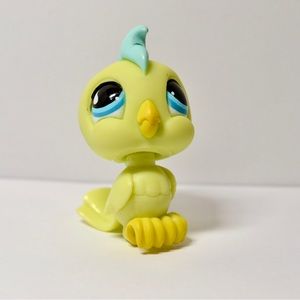 Littlest Pet Shop Authentic # 858 Green Sportiest Cockatoo Bird Blue Drop Eyes